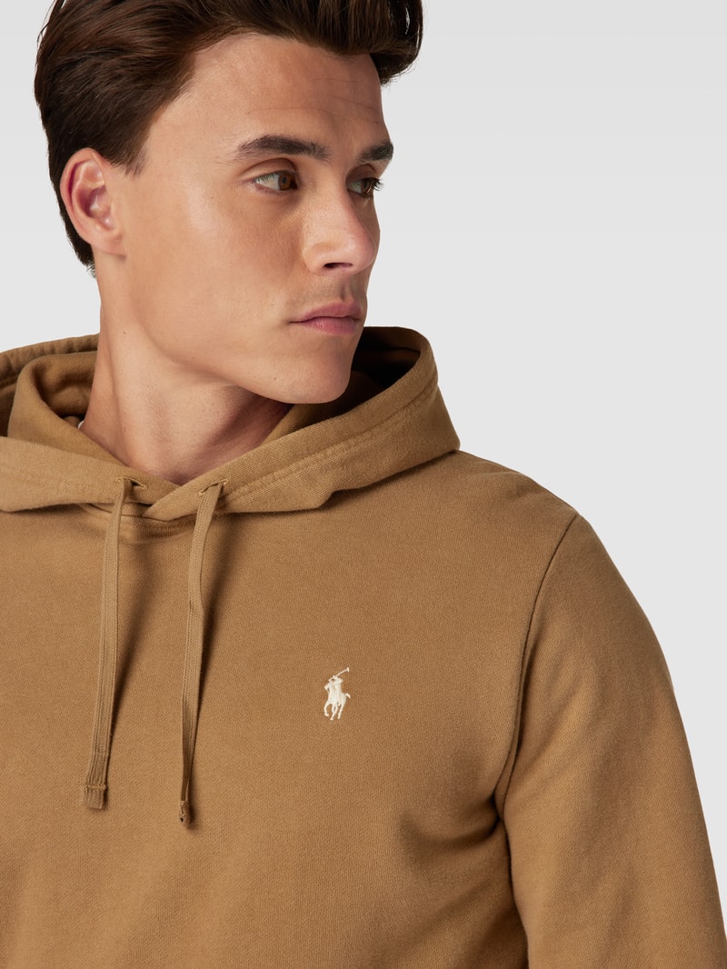 Hoodie mit Label-Stitching in hellbraun