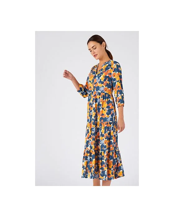 Robe longue imprimée à volants