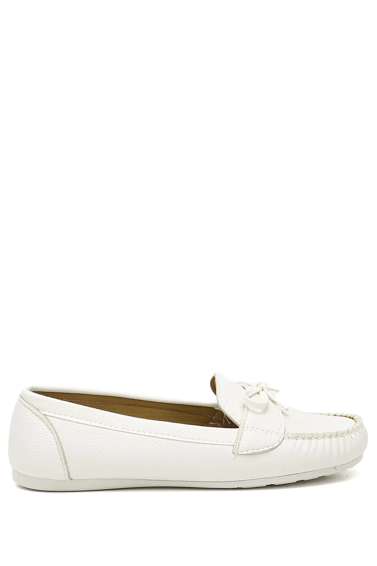 GÖNDERİ(R)  Weiße Ballerinas für Damen mit runder Spitze und flacher Sohle und Schleife 30100