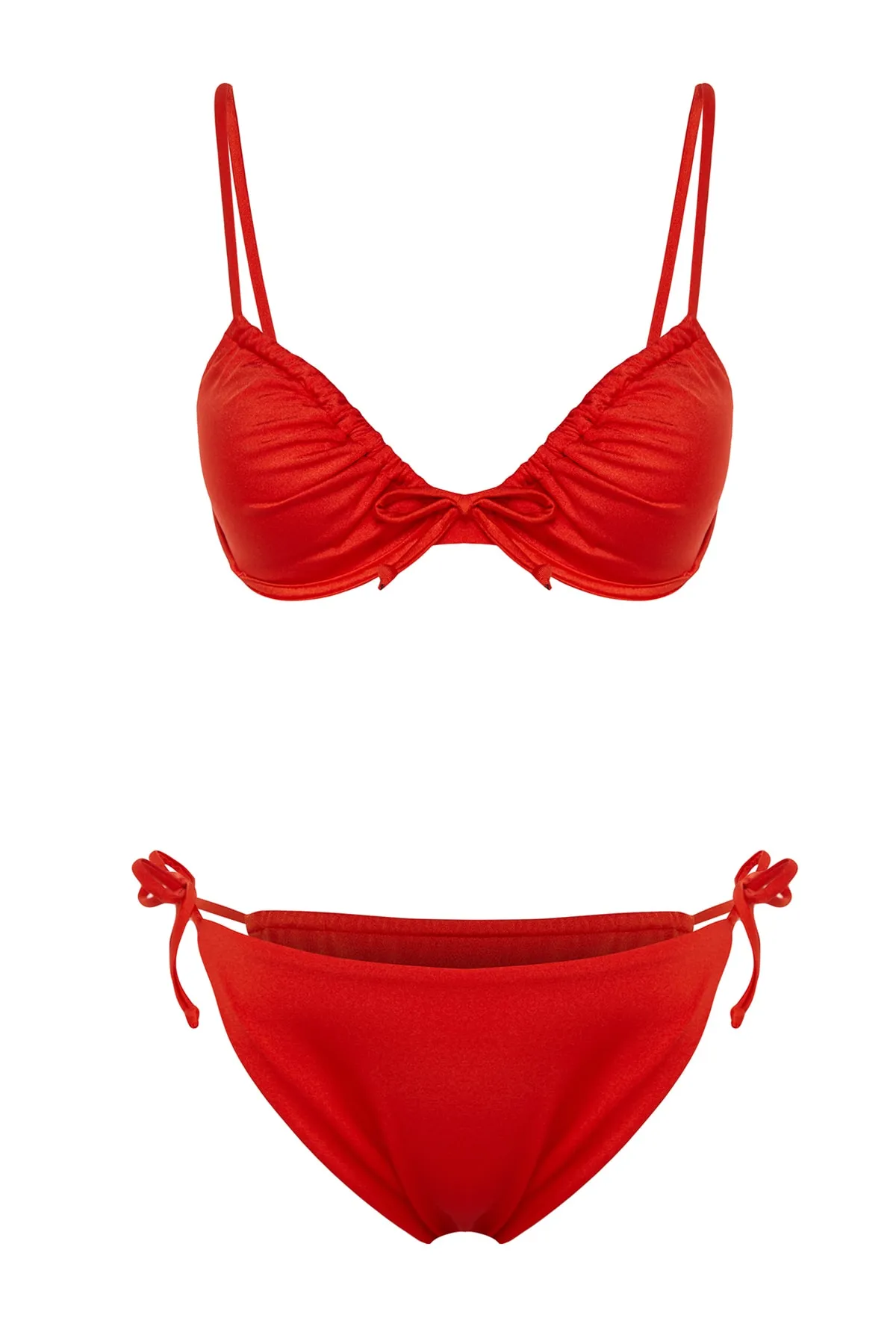 Trendyol Collection  Brasilianisches Bikini-Set mit rotem Balconette-Tunnel TBESS22BT0021