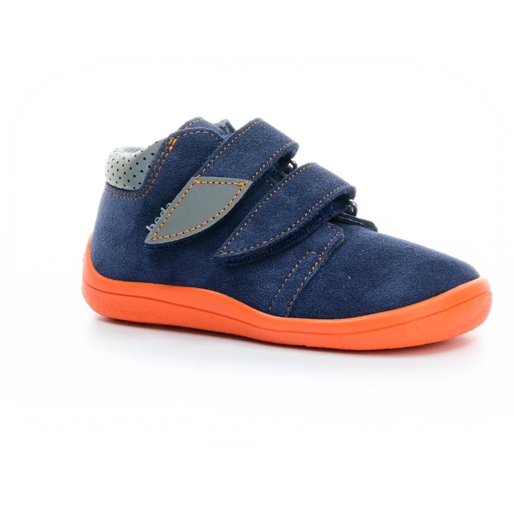 Beda Mandarine mit Membran und Hinterkappe (BF 0001/W/M/2/OP) dunkel blaue Barfuß-Stiefeletten