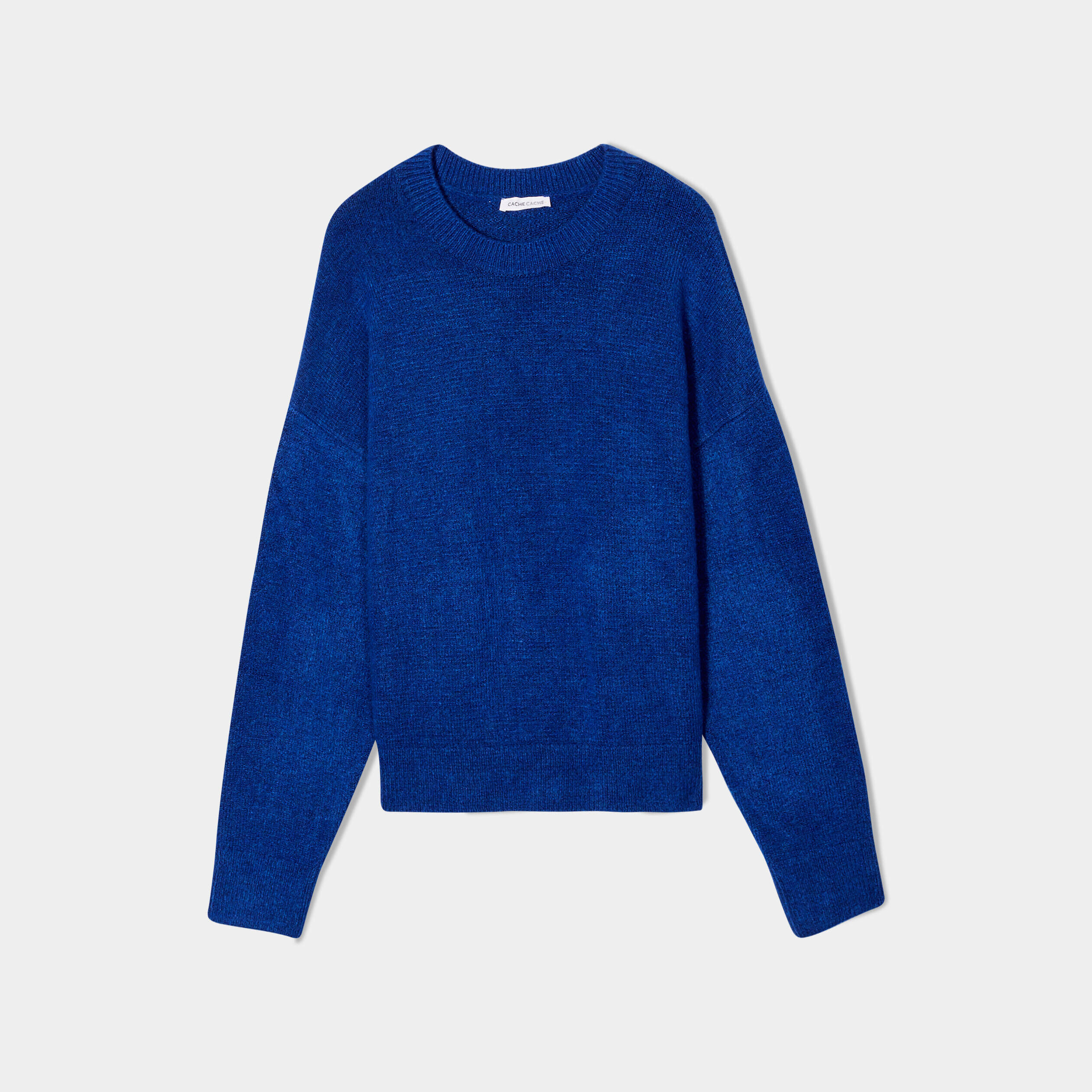 Pull manches longues col rond bleu electrique femme | Cache Cache