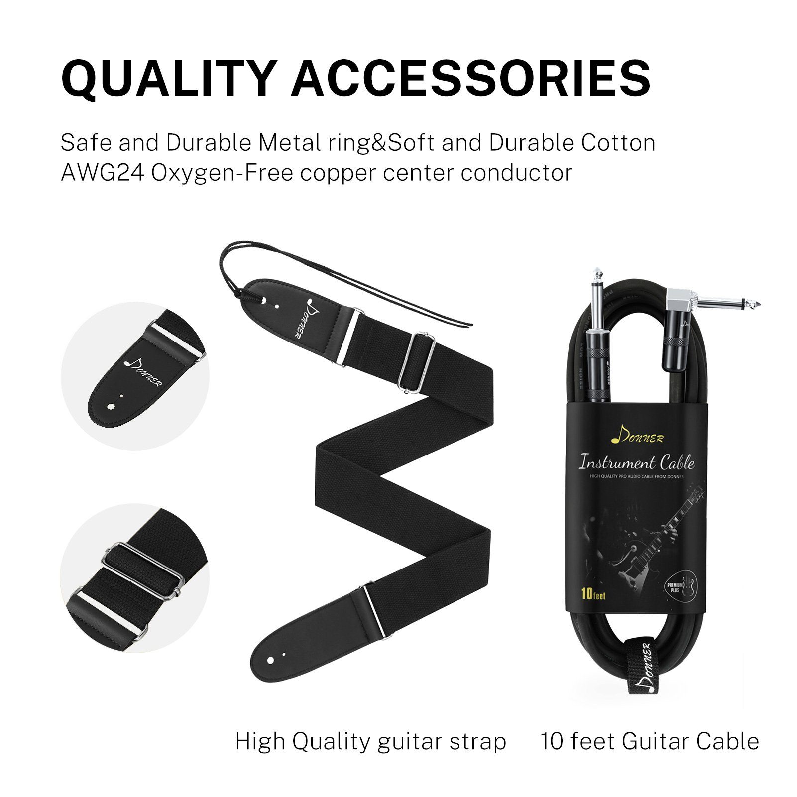 Donner E-Gitarre E-Gitarren Elektro-Akustisch TC E Gitarren Set volle Größe DTC-100, Perforiertes, Festkörper,TC-Stil