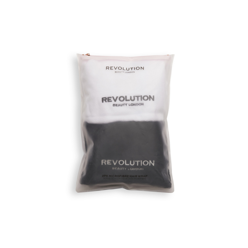 revolution hair Revolution Hair 2pk Microfibre Hair Wrap Black/White Wrap cheveux