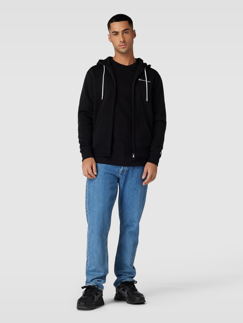 Sweatjacke mit Logo-Stitchings in schwarz