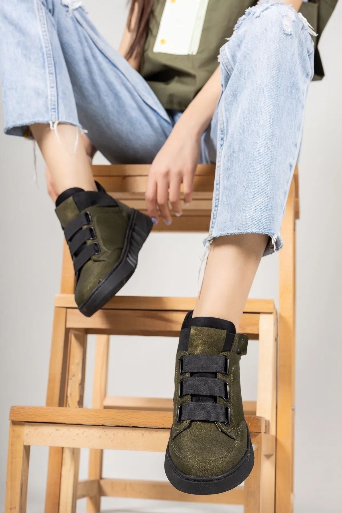 Riccon  Khakifarbene Unisex-Sneakerstiefel 0012383