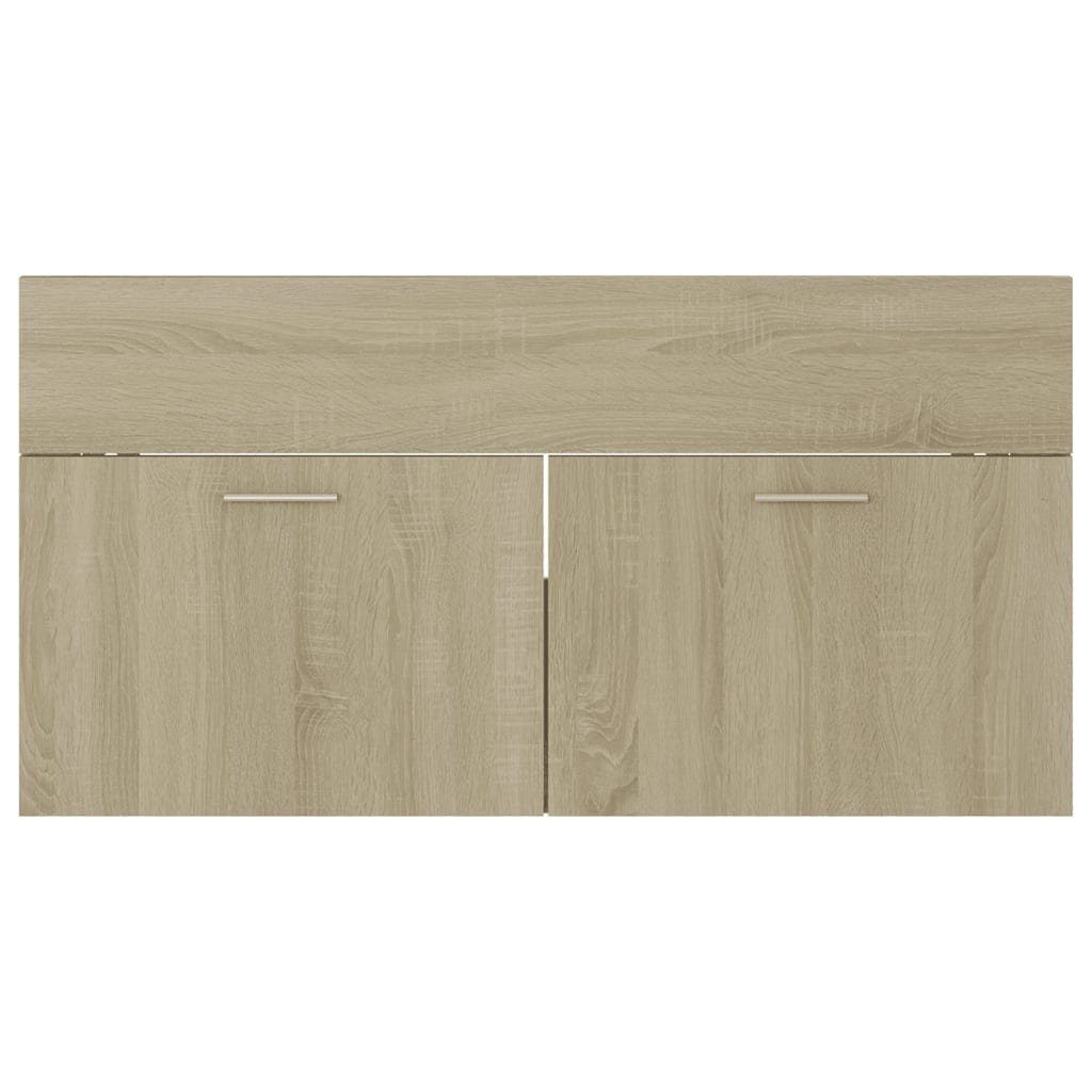 vidaXL Badezimmerspiegelschrank Waschbeckenunterschrank Einbaubecken Sonoma-Eiche Holzwerkstoff (1-St)