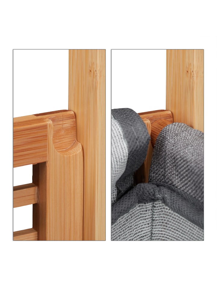 relaxdays Wäschekorb in Natur/Grau - (B)40 x (H)60 x (T)35 cm günstig kaufen onesize