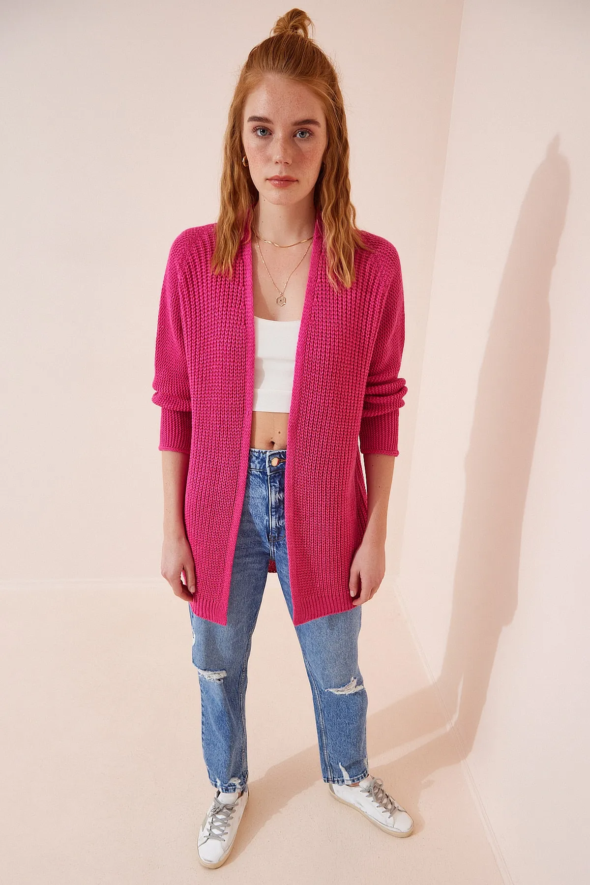 Happiness İstanbul  Strickjacke - Rosa - Regular Fit