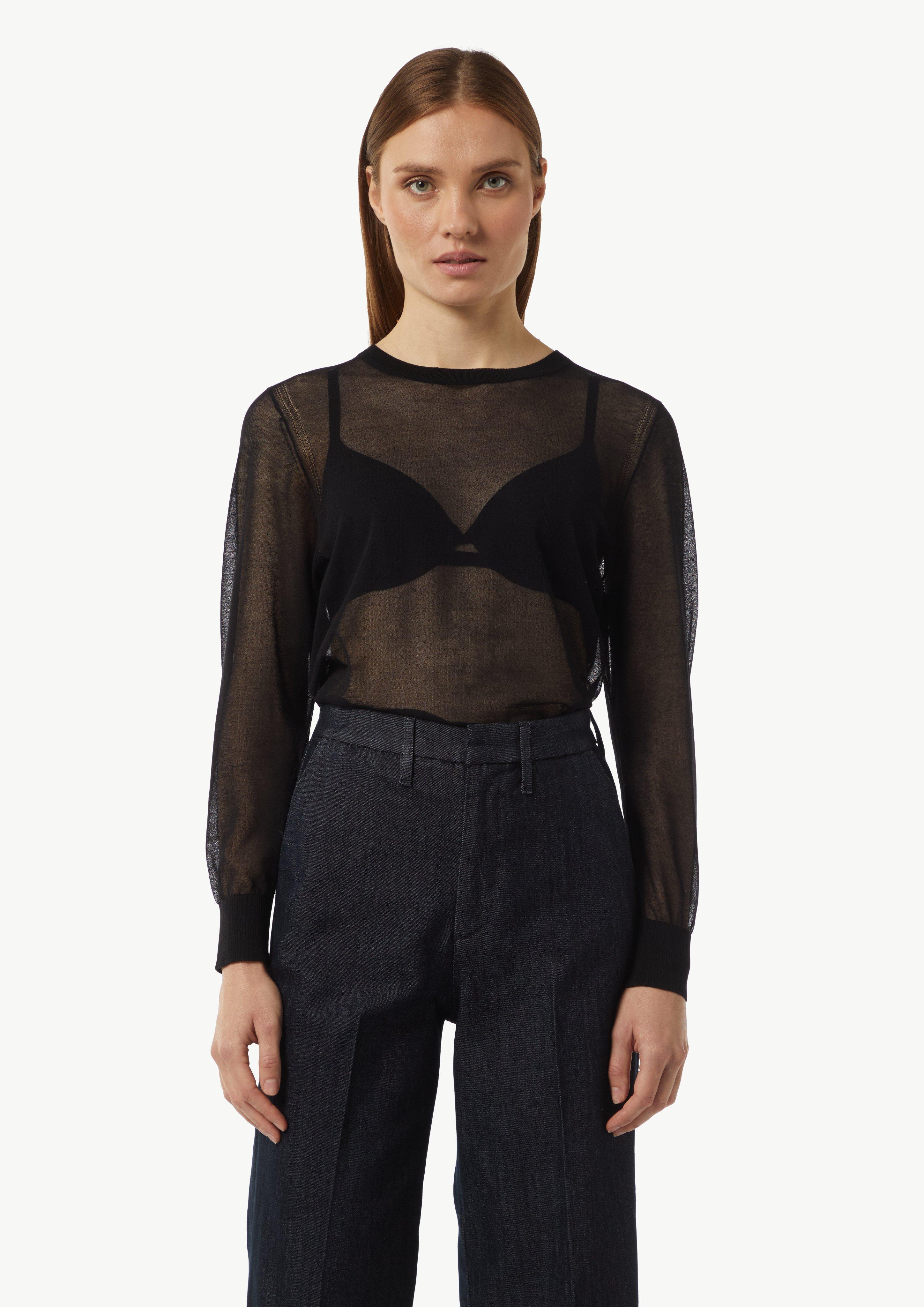 Strickpullover in transparenter Optik - schwarz