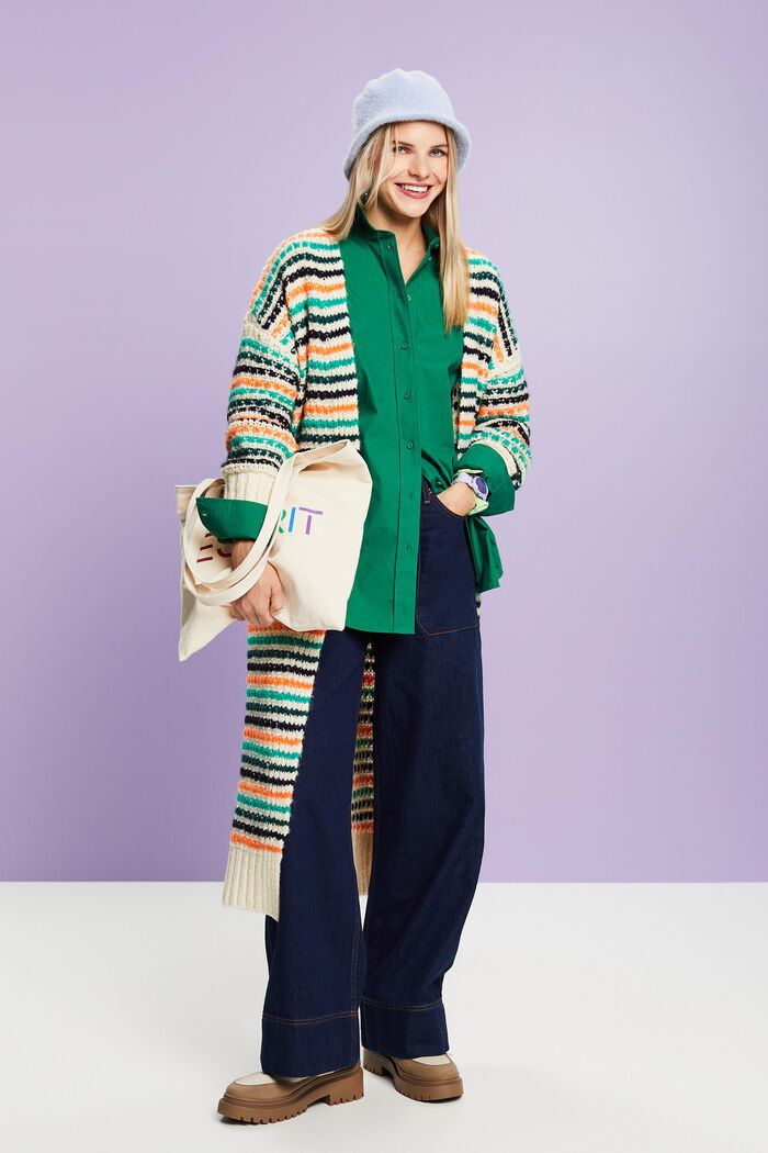 Langer Cardigan mit Streifen