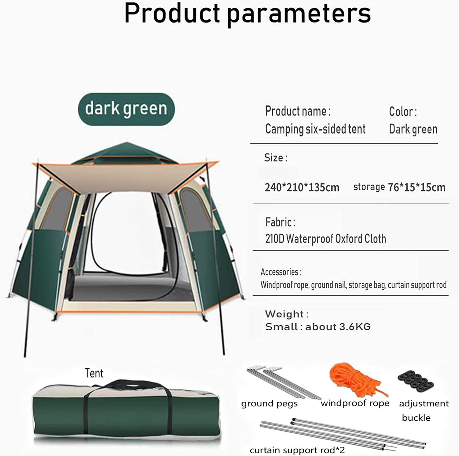 DOPWii Biwakzelt Wurfzelt,Camping Zelt,Pop Up Zelt,Wasserdicht,Abnehmbar, Personen: 3