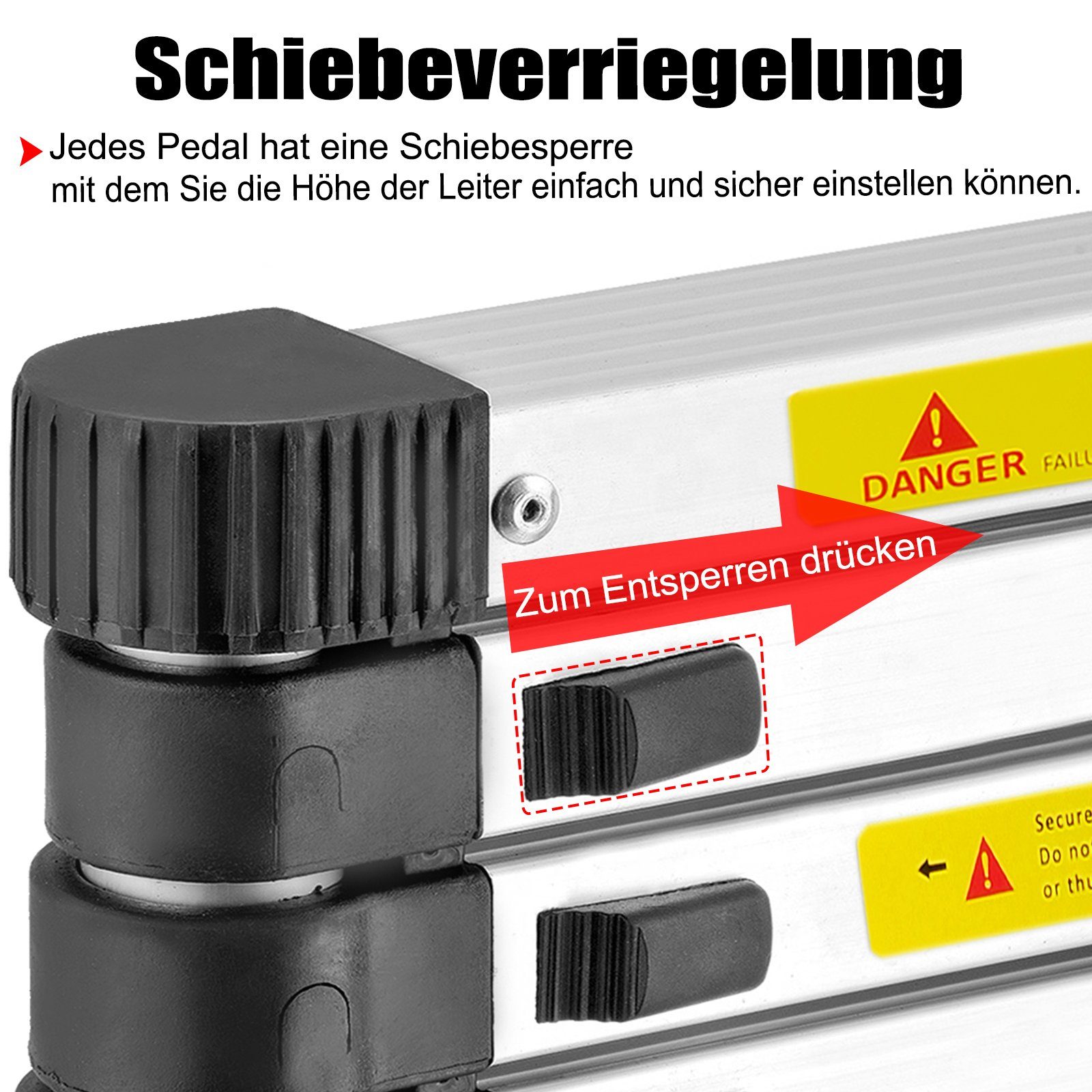 UISEBRT Teleskopleiter Klappbar Aluminiumleiter Ausziehleiter (1,9M+1,9M)