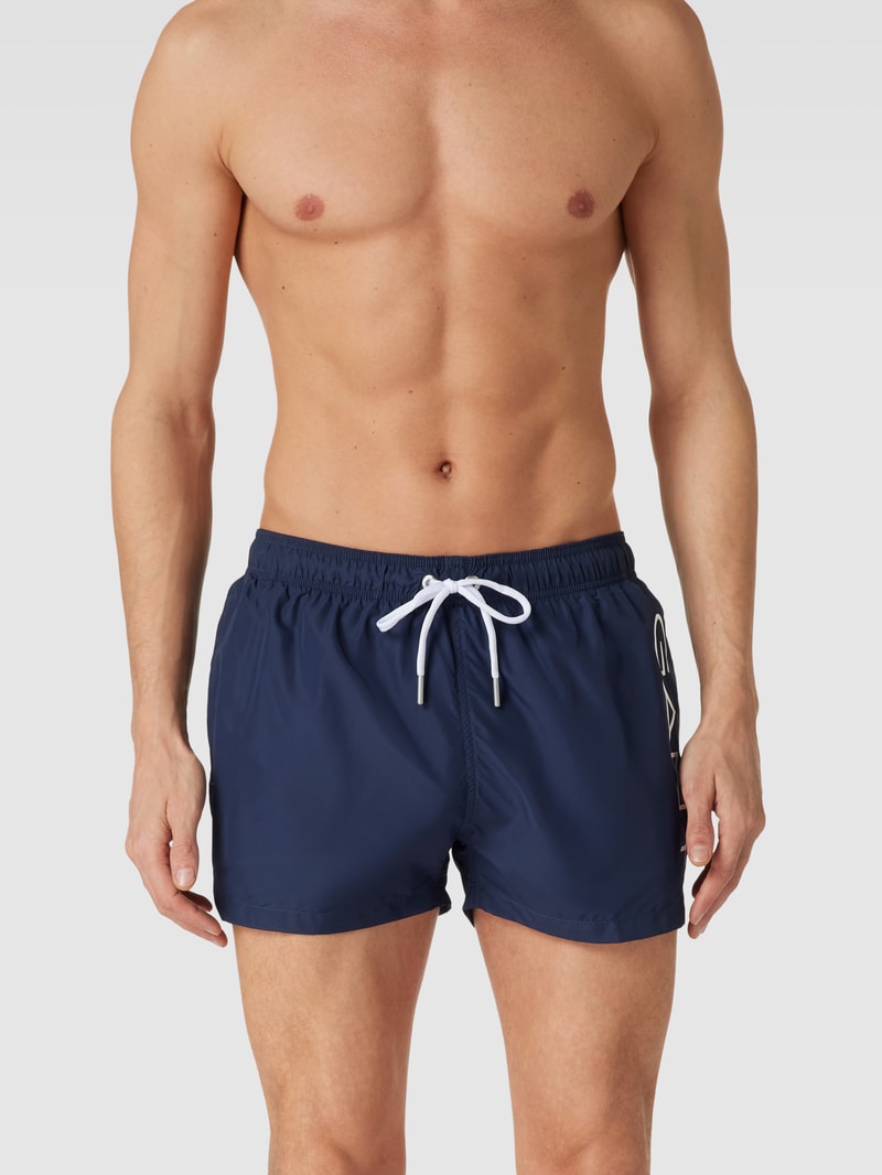 Badehose mit Logo-Print in marineblau