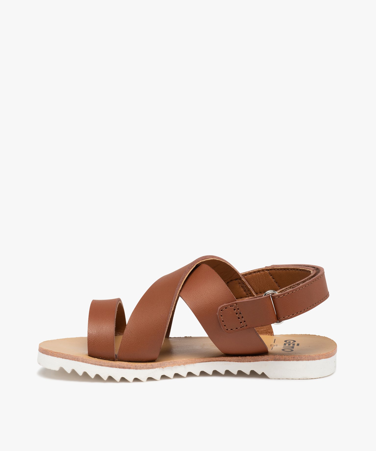 Sandales fille à brides unies et semelle crantée marron | GEMO