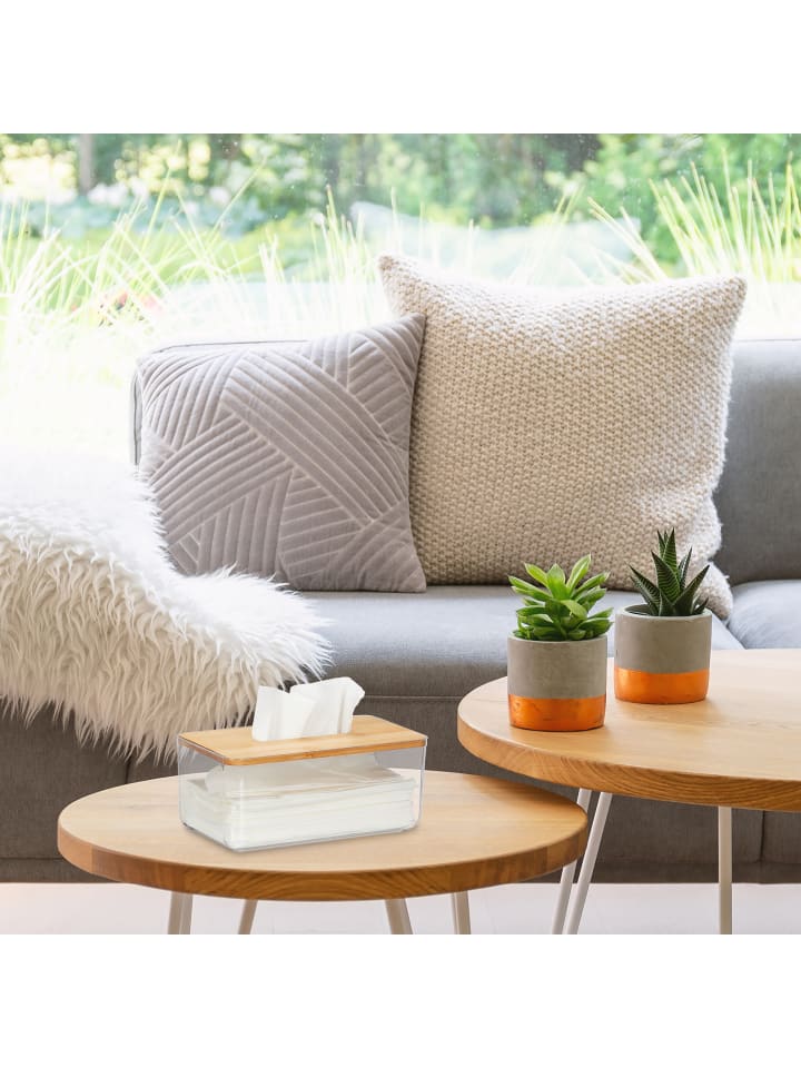 relaxdays Tücherbox in Transparent/ Natur- (B)23,5 x (H)10 x (T)13 cm günstig kaufen onesize