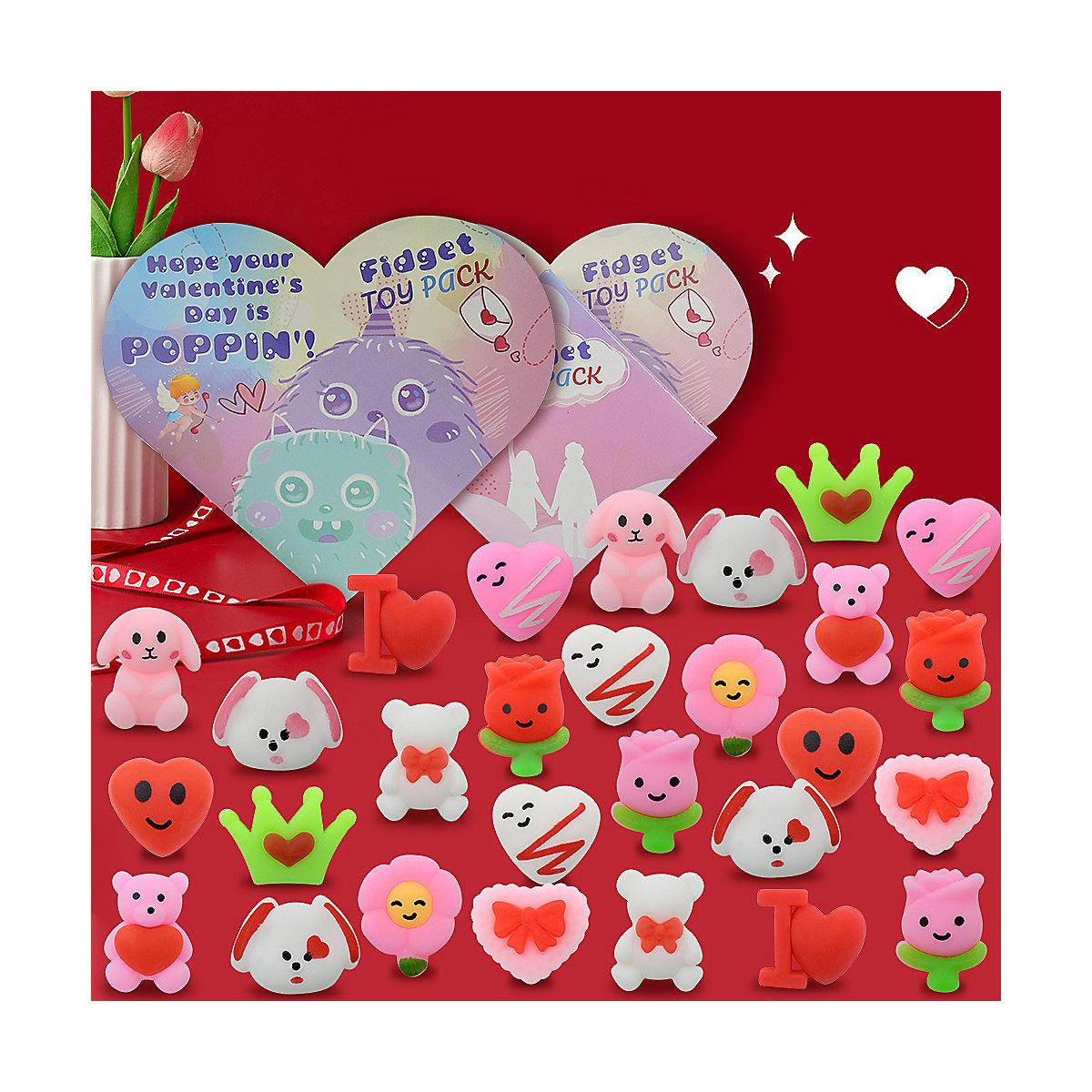 Herz Squishy Spielzeug mit Geburtstagskarte Fidget Toys Valentinstag Geschenk Grußkarten für Kinder