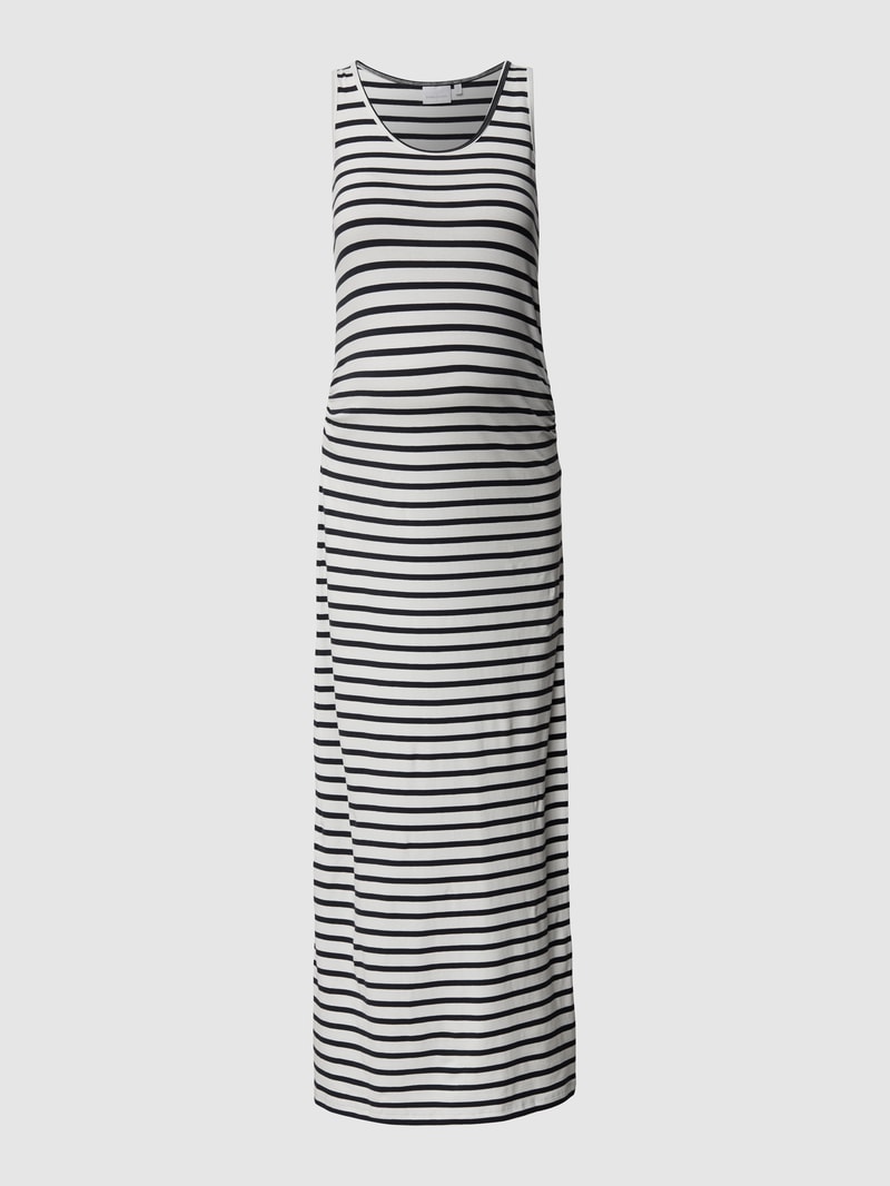 Ärmelloses Umstands-Maxikleid mit Streifenmuster in offwhite