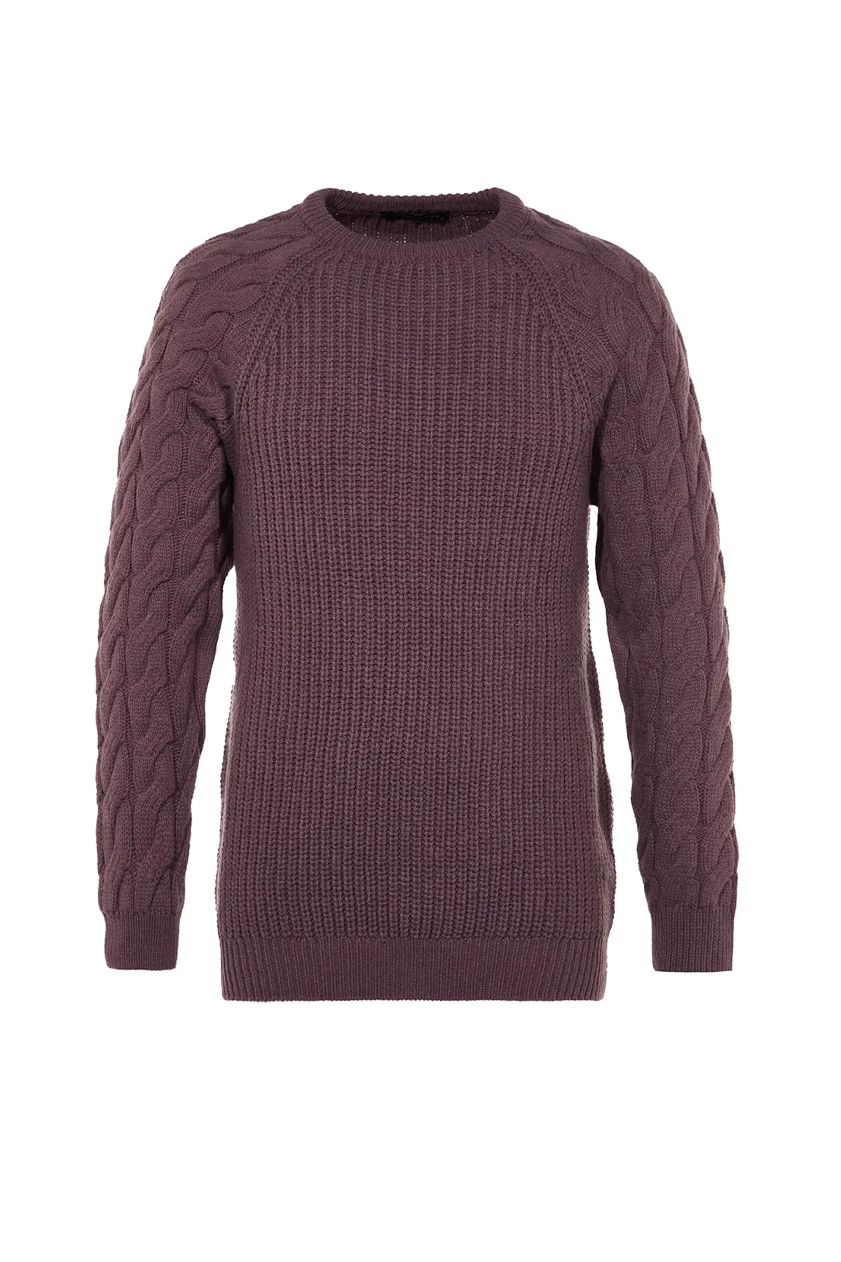 Trendyol Collection  Dried Rose Regular Fit Rundhals-Haarstrickpullover mit detailliertem Strickmuster TMNAW22KZ2059