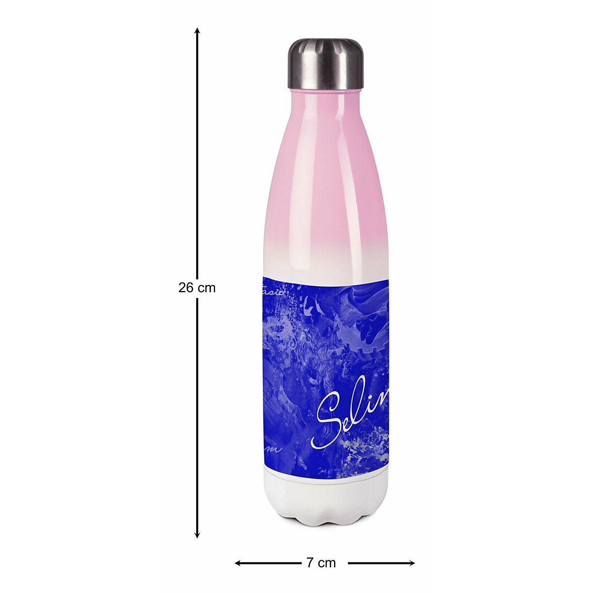 Edelstahl Kinder Thermoflasche / Trinkflasche bunt Traum Farbe blau Spülmaschinenfest, Auslaufsicher, Bruchfest, Doppelwandig, Für Heißgetränke geeignet, Mit Deckel, Isoliert