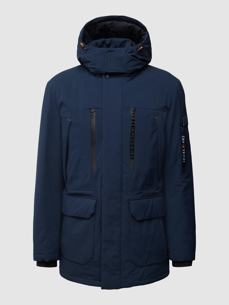 Parka mit abnehmbarer Kapuze in marineblau