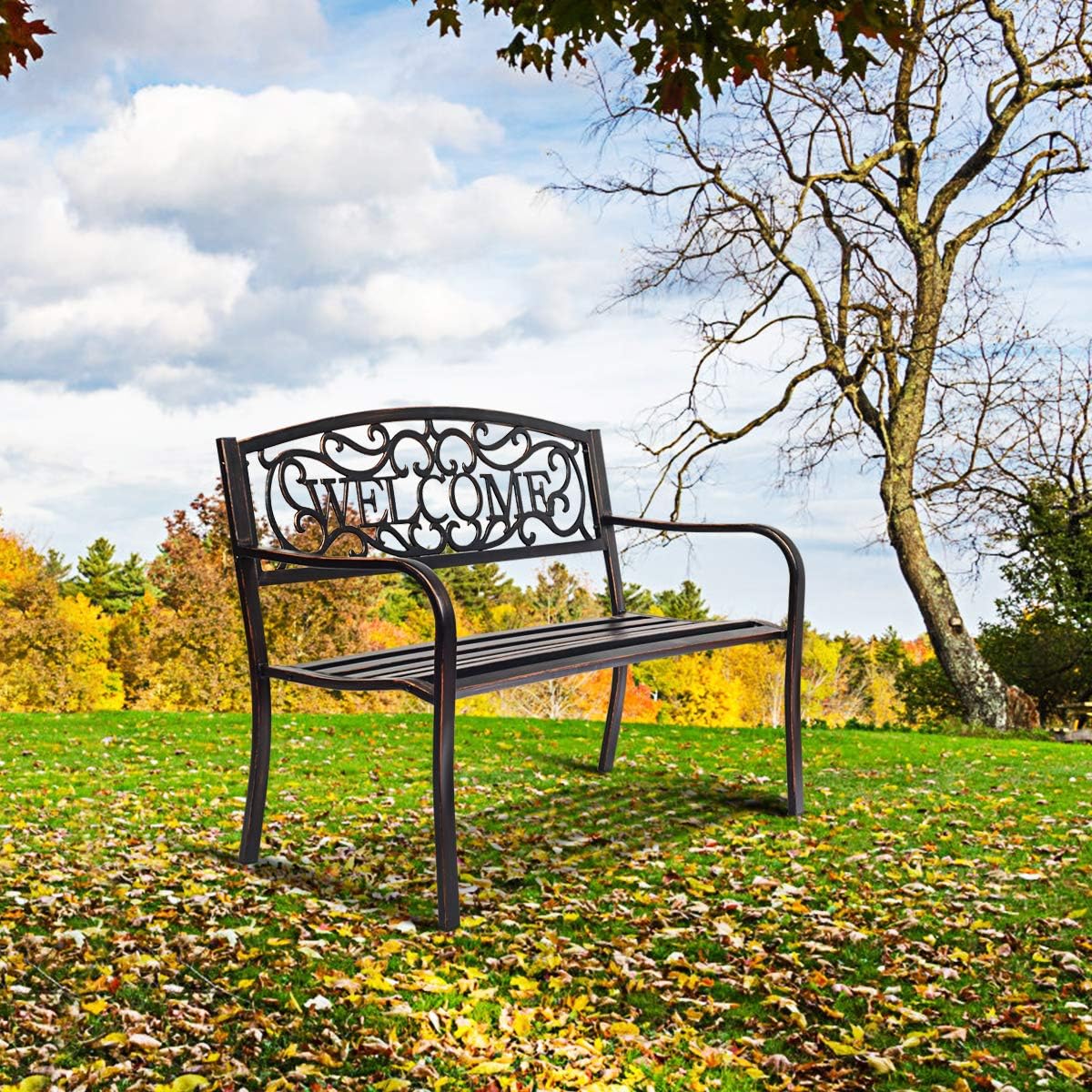 Costway COSTWAY Gartenbank Parkbank mit Welcome