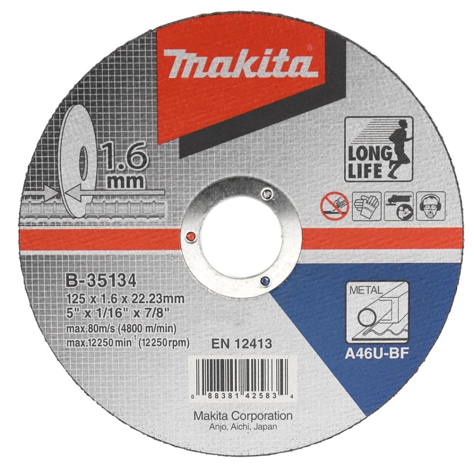 Makita Accessories B-35134 Δίσκος κοπής μεταλλικός 125 x 22,2 mm 10 τεμάχια