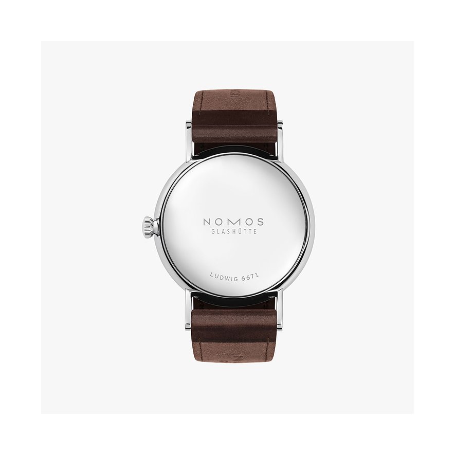 Nomos Glashütte Damenuhr Ludwig 33 Duo emailleweiss