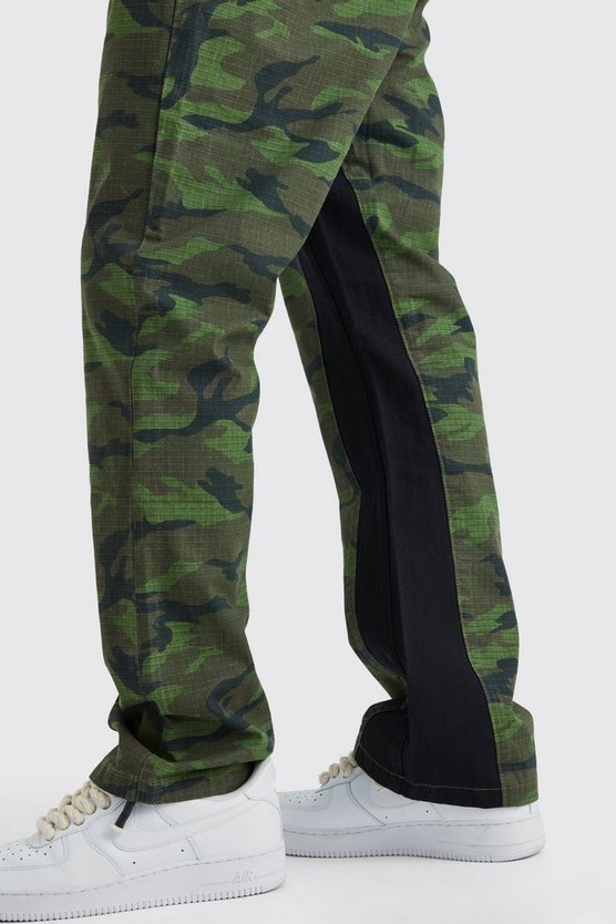 Colorblock Camouflage Hose mit geradem Bein
