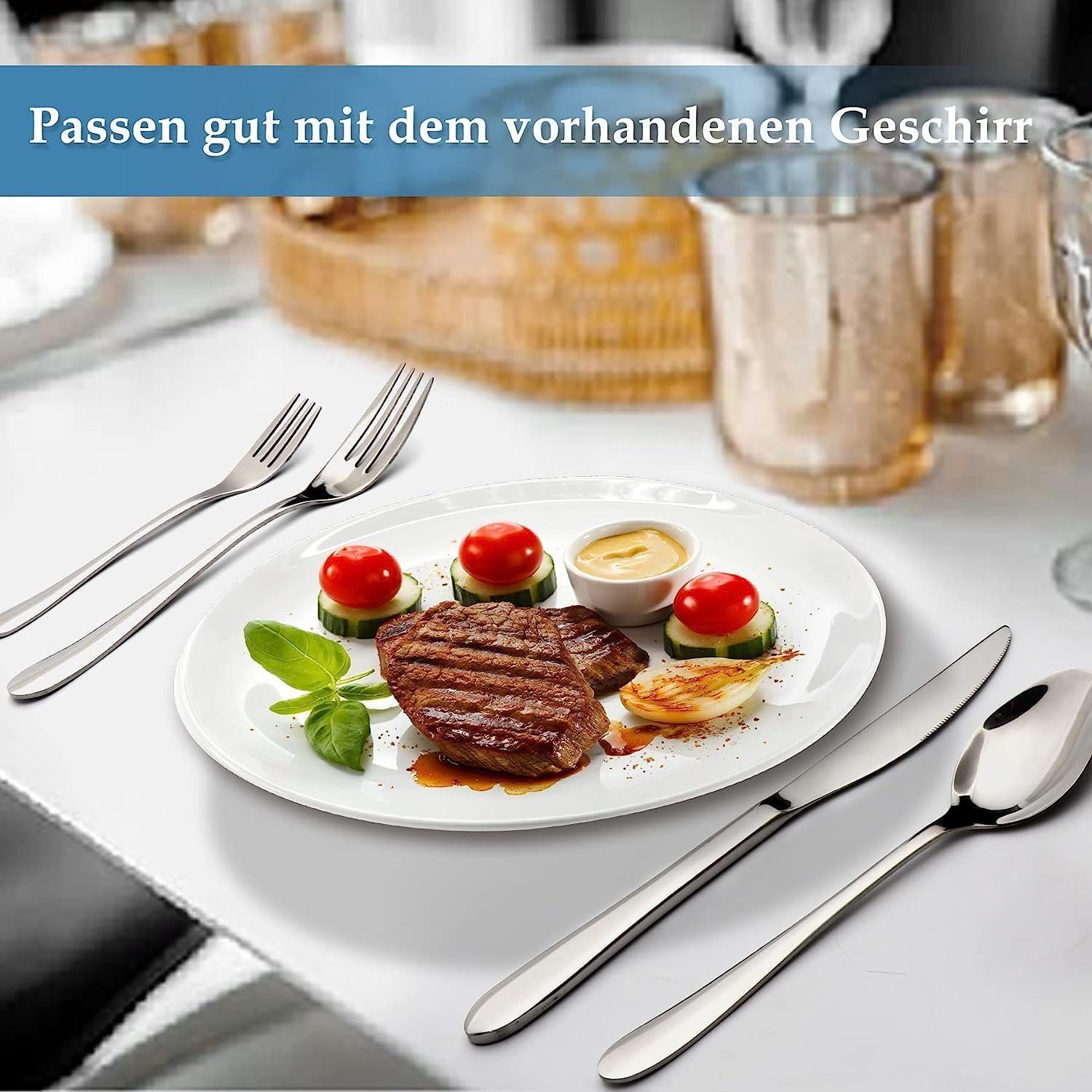 Mutoy Besteck-Set Besteckset,30 Stück Edelstahl Besteck Set 6 Personen,Spiegelpoliert, für Restaurant Party Hochzeit,Spülmaschinenfest,mit Ständer
