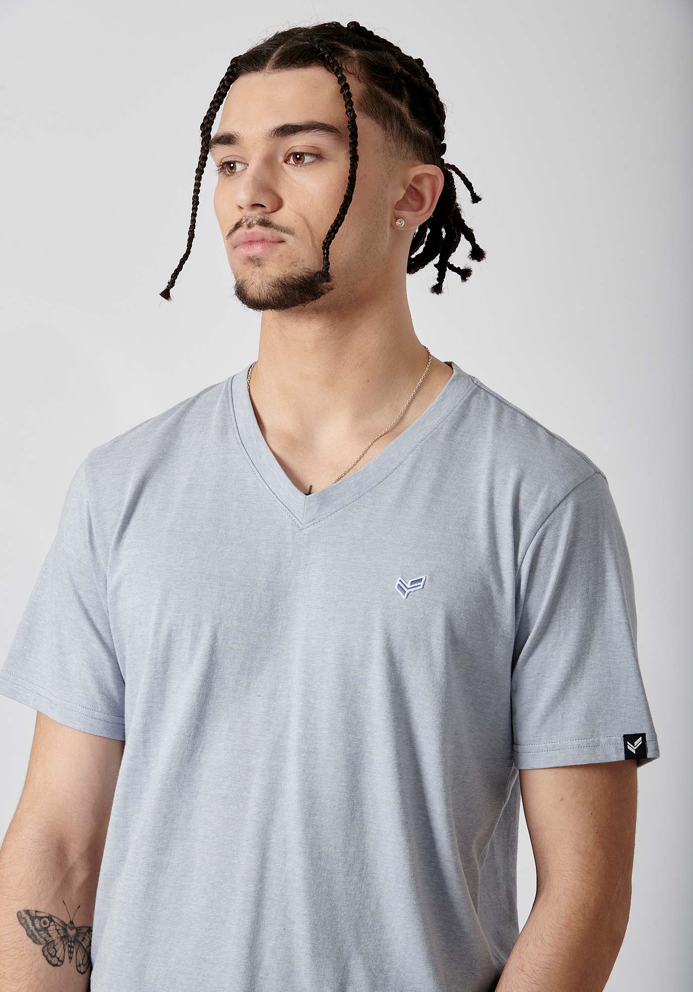 SAVE   T-shirt bleu chiné Homme en 100% coton