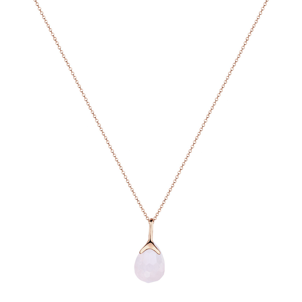 Elli Elli Collier Zart Tropfen Rosenquarz 925 Silber rosé vergoldet collier