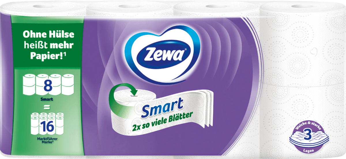 Toilettenpapier Smart 3-lagig (8x300 Blatt), 8 St