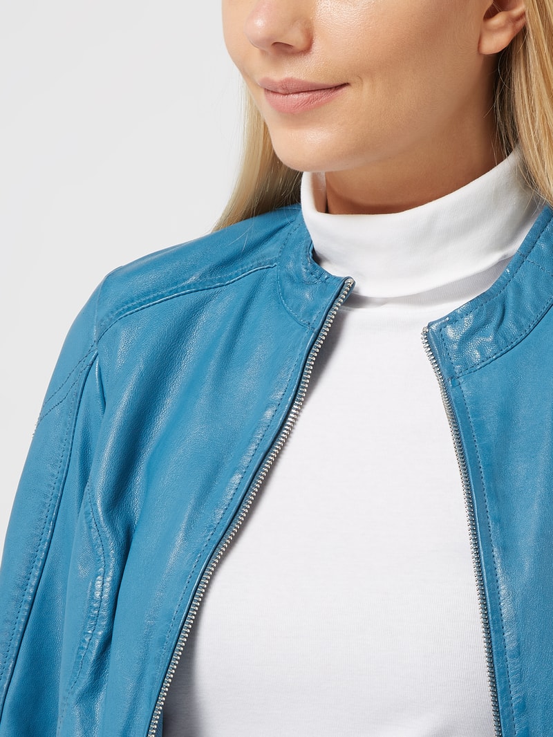 Lederjacke im Biker-Look Modell 'Ylvi' in blau
