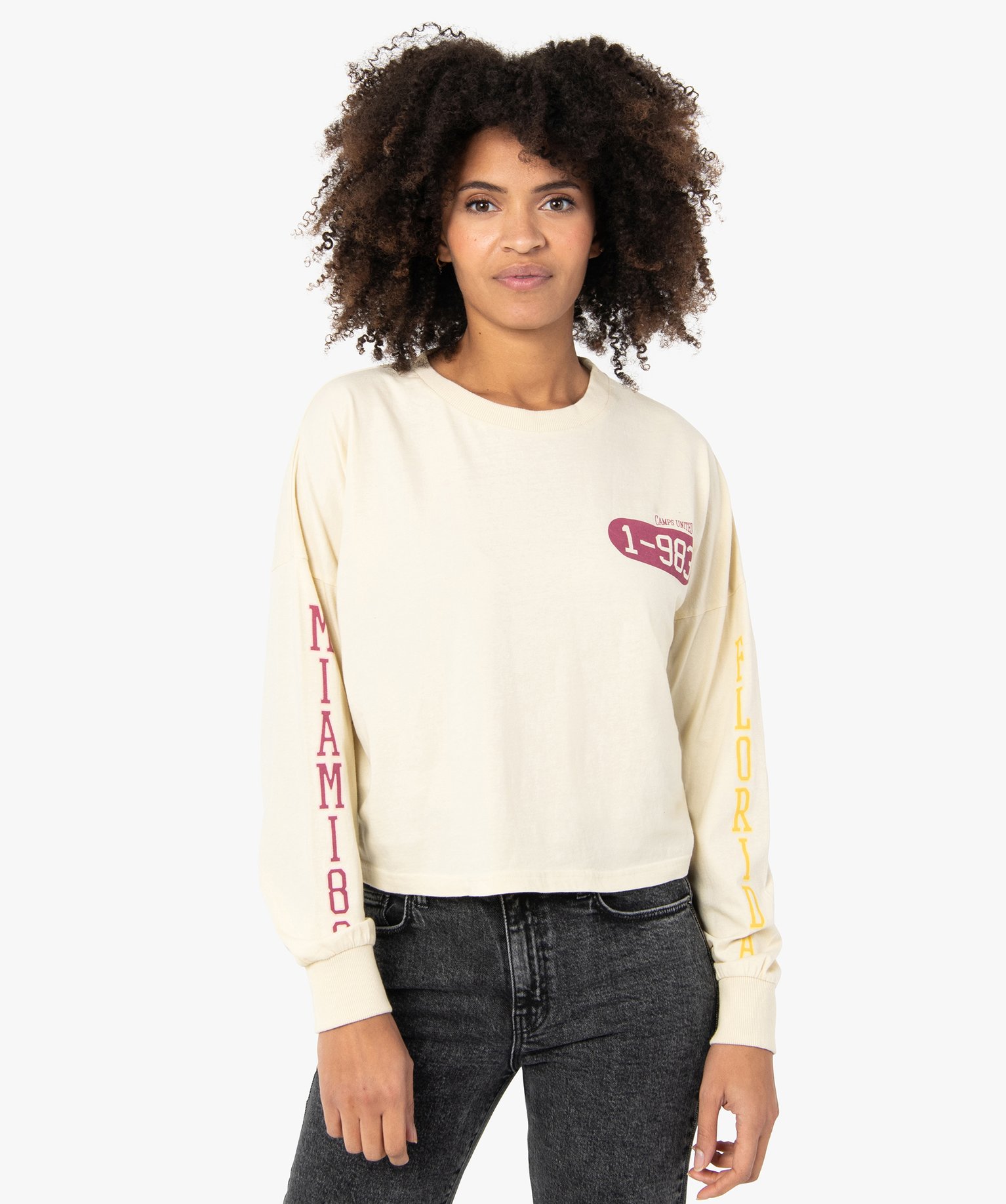Tee-shirt femme court à manches longues – Camps United gris clair | GEMO