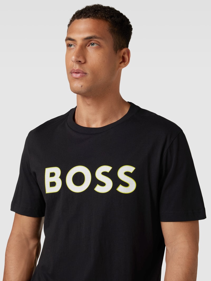 T-Shirt mit Label-Print Modell 'Tee' in schwarz