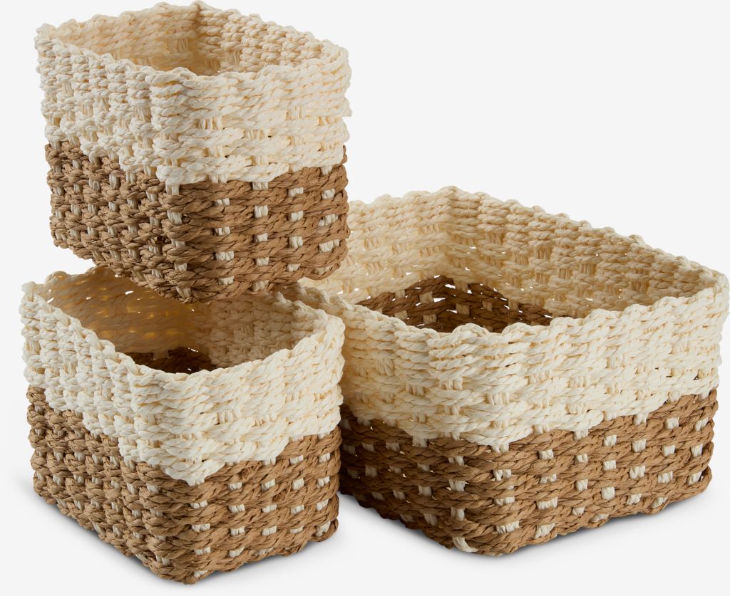 RASMUSSEN kurvsett B19/12xL26/18xH12cm 3 stk./sett naturfarget