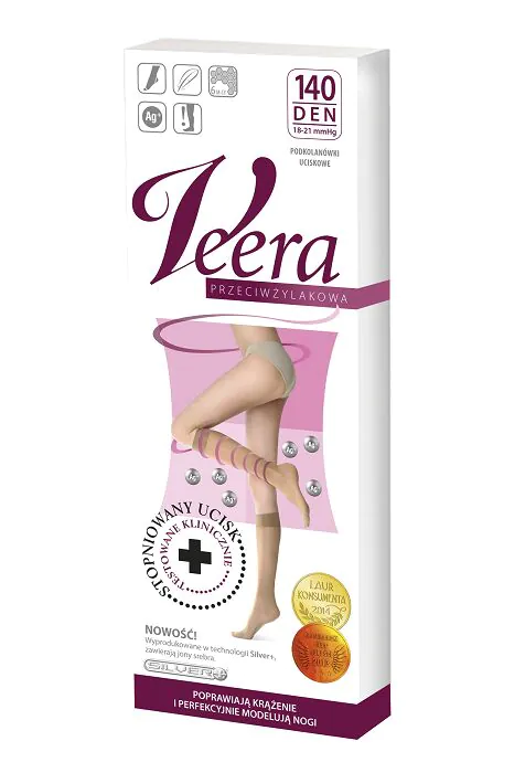 Veera kompresijske čarape do koljena 140 DEN, ecru, veličina 3