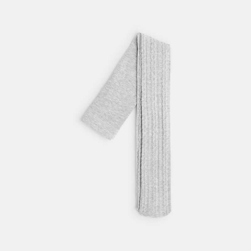 Collants chauds en tricot torsadé gris fille