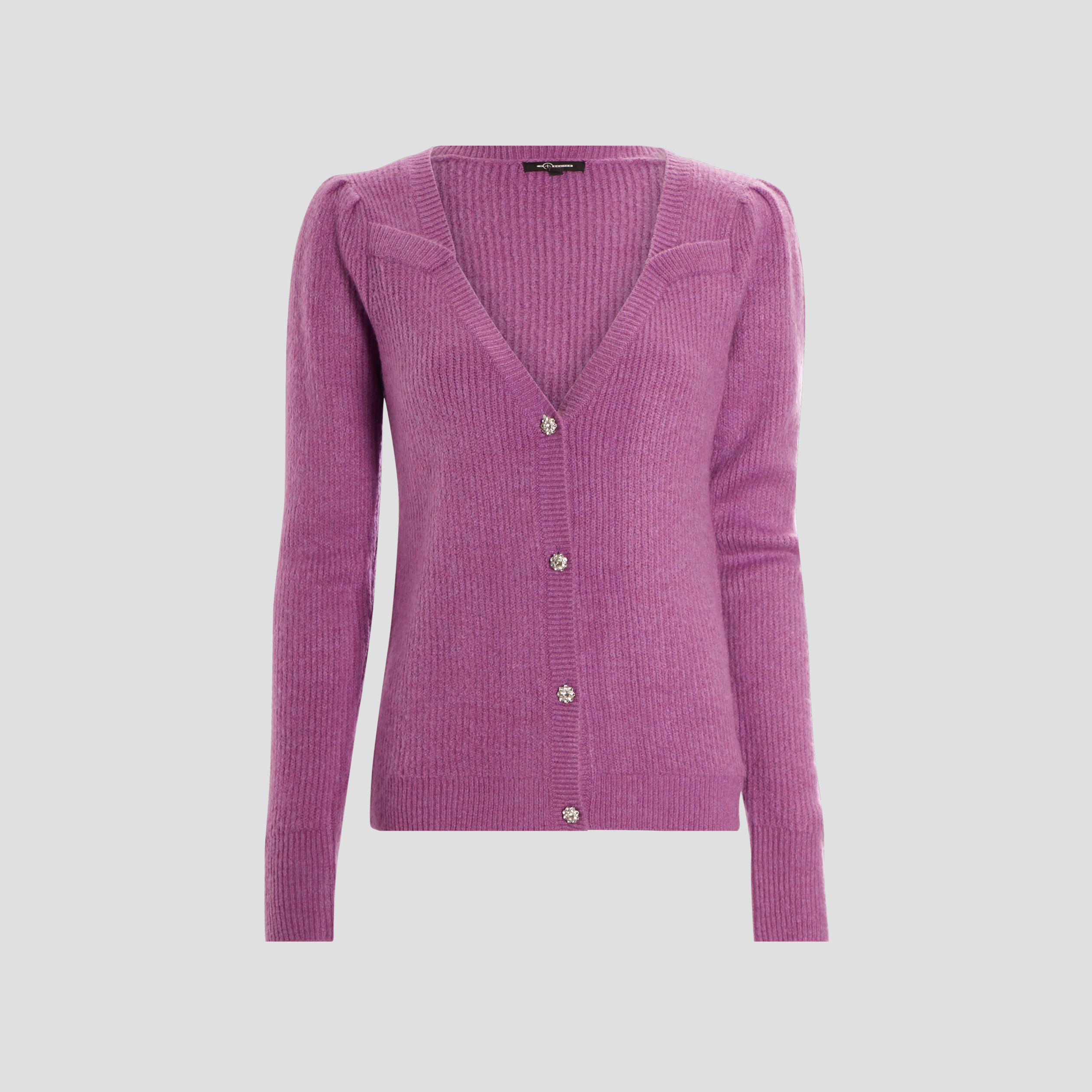 Gilet boutonné avec col en V violet femme | La Halle