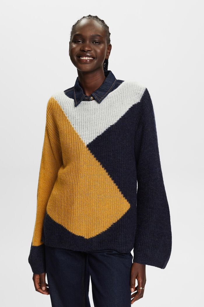Colourblock-Pullover, Wollmix