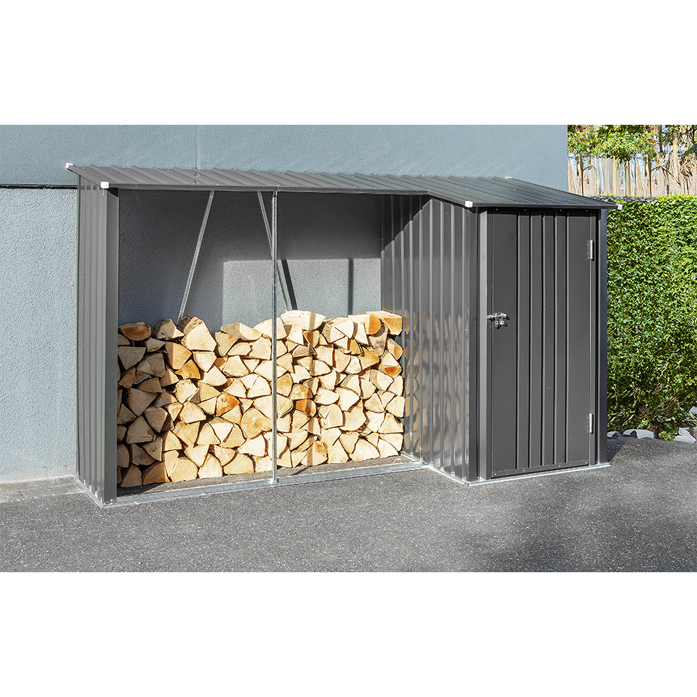 HC Garten & Freizeit Holzlager, Brennholzlager, Garten Kaminholzunterstand mit Schrank 2 in 1