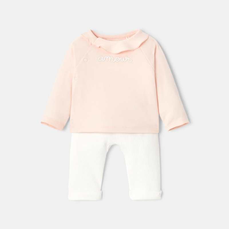 Ensemble sweat et pantalon rose naissance Absorba