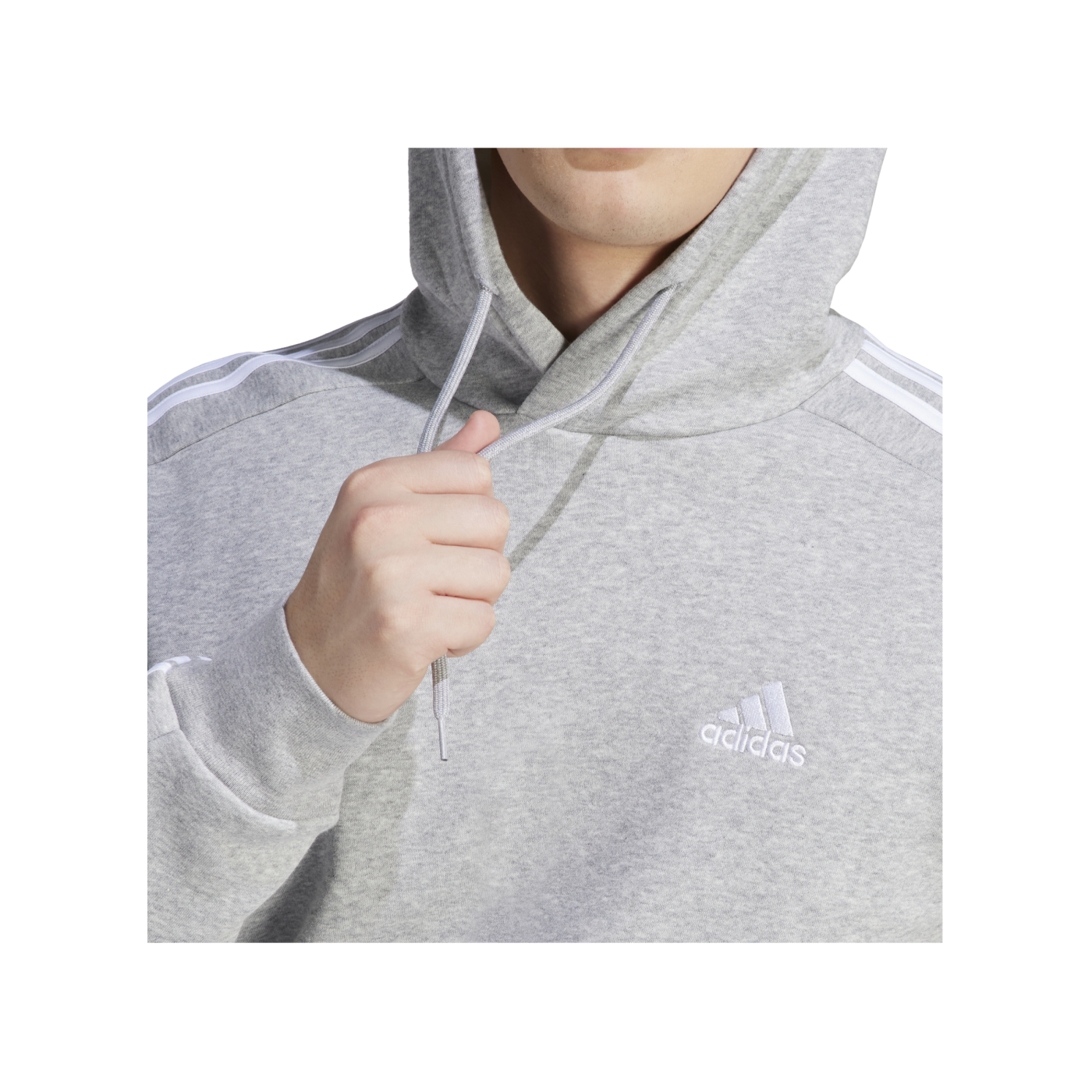 adidas Essentials 3S Fleece Hoody Grau