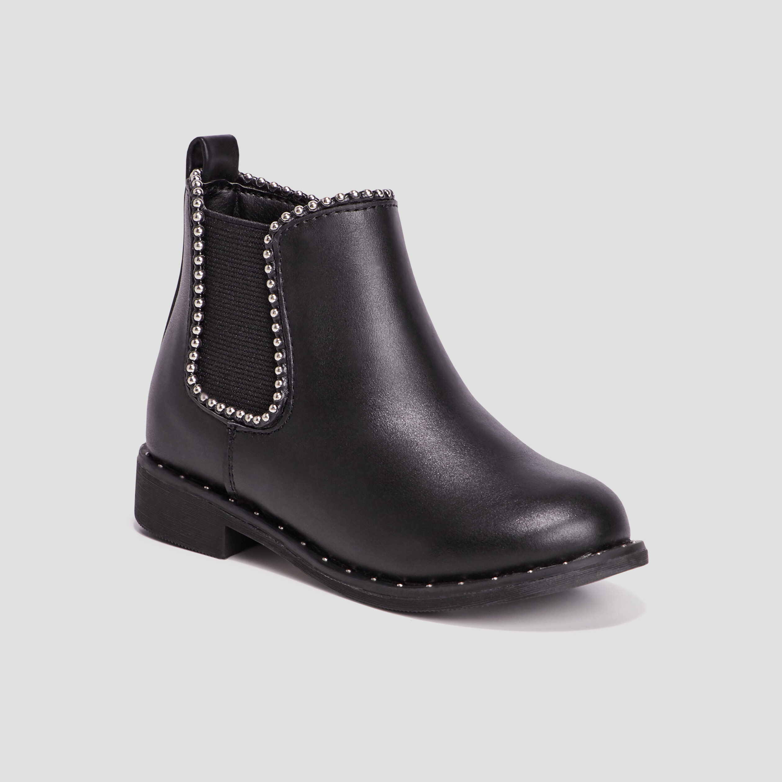 Bottines chelsea zippées à clous noir fille | La Halle