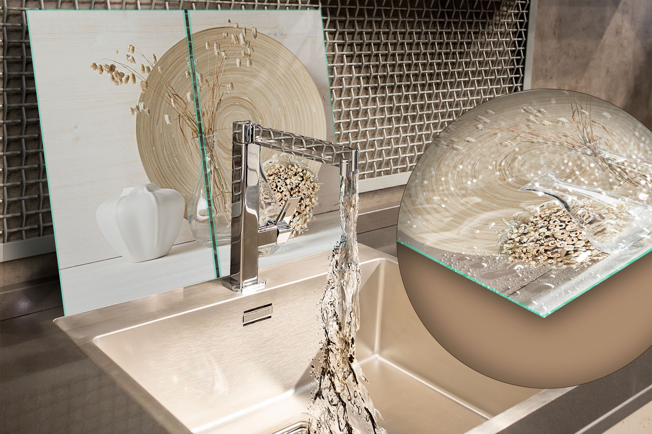 Decorwelt Herd-Abdeckplatte Herdabdeckplatte Ceranfeld Abdeckung Abdeckplatte Schneidebrett Beige, (2x30x52, 2 tlg), für alle Herdarten excl. Gasherde