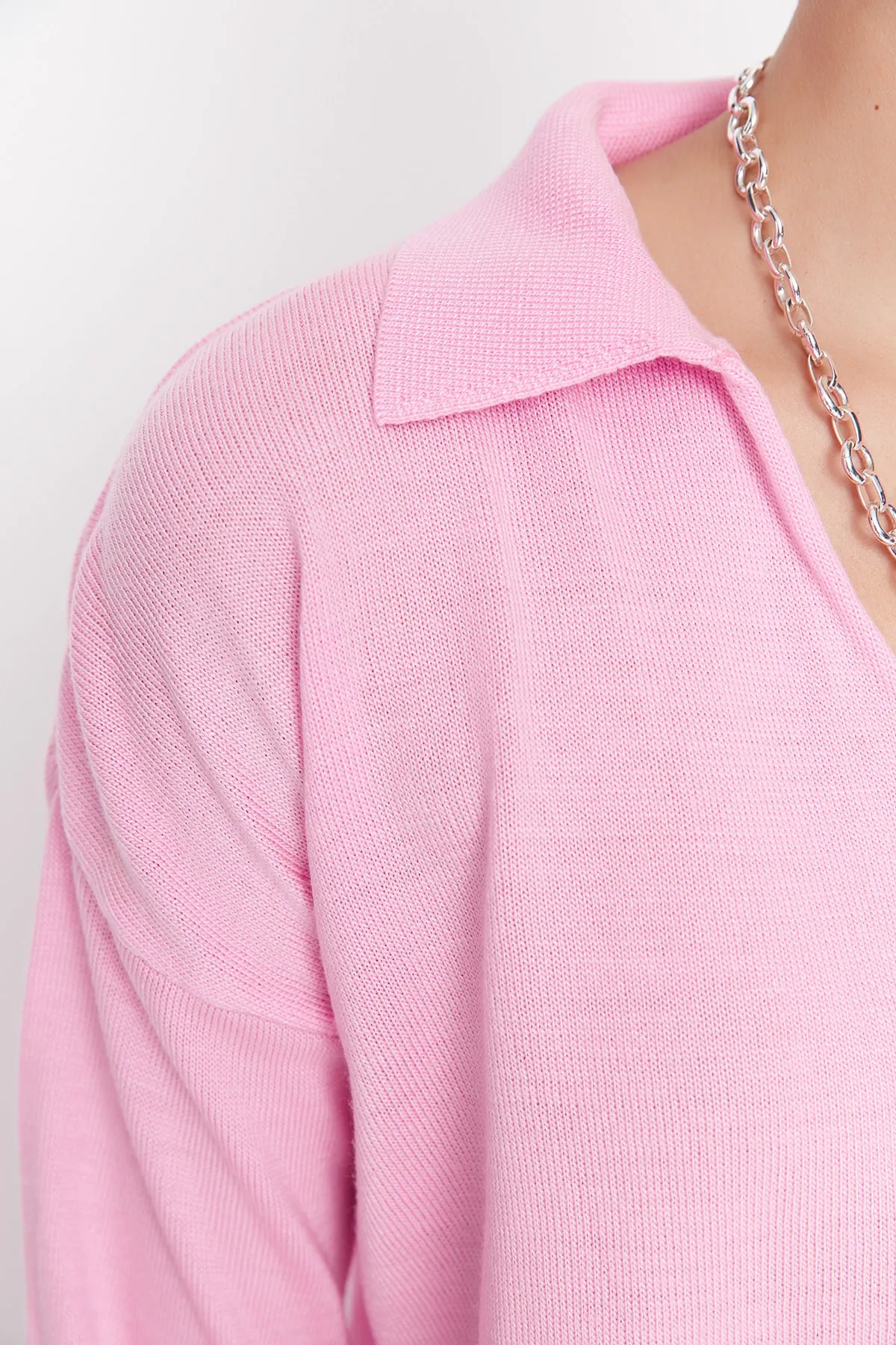 Trendyol Collection  Rosa Strickoberteil und -unterteil-Set mit Polokragen TWOAW22AU0059