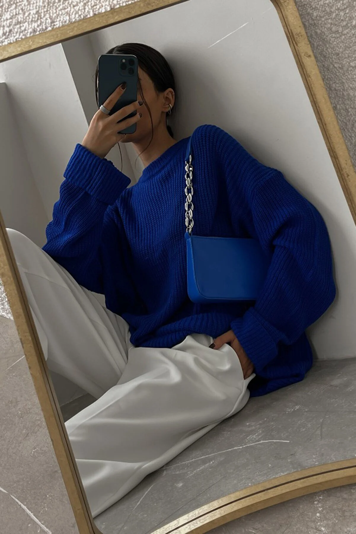 Madmext  Saks Rundhals-Basic-Pullover Mg1264