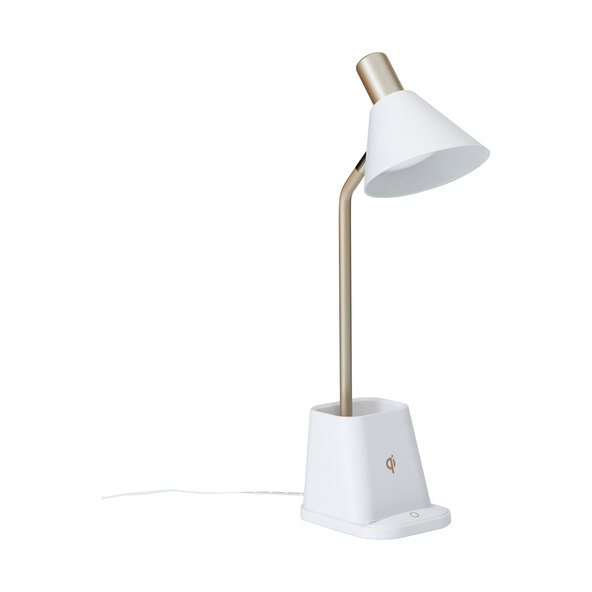 LED-Schreibtischlampe mit Wireless Charging, weiß