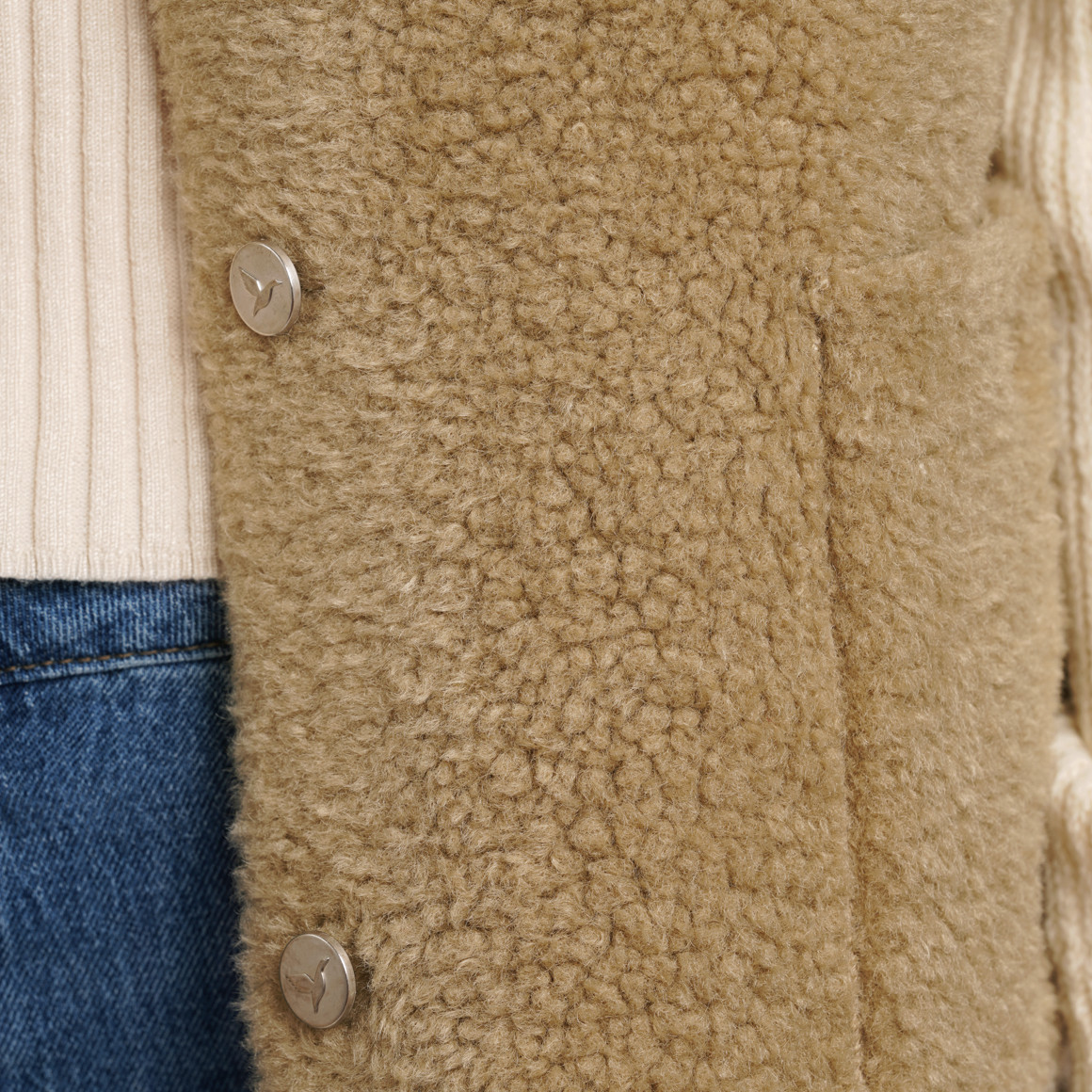 Damen Teddyjacke mit Strickärmeln